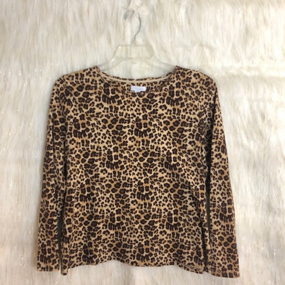 Charter Club Perfectly Soft Pima Leopard print top - Picture 1 of 3
